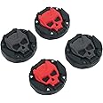 GeekShare Halloween Skull Thumb Grip Caps for PS5 Controller, Thumbsticks Cover Set Compatible with Switch Pro Controller and PS4 PS5 Controller, 2 Pairs / 4 Pcs (Black & Red)