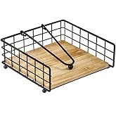 DAMDAM GO | Napkin Holder Wood Metal Black for Kitchen 19 x 19 x 7 cm (Model C)