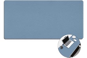 FYSARAN Non-Slip Desk Pad, Waterproof PVC Leather Desk Blotter, Large Mouse Pad, Easy Clean Table Protector, Laptop Desk Writing Mat for Office Work/Home/Decor (Blue, 90 * 43)