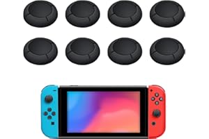 TREETRIBE 8 Pcs Replacement Button Caps for Switch Joycon,Silicone Joystick Thumb Stick Caps,Switch Thumb Grips/Lite Black Silicone Protective Accessories for Joystick 3D GripsCaps (black)