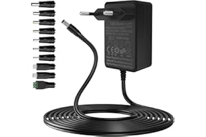 Gonew21 12V Netzteil 2A - Universal Netzteil 12V, 2 Meter langes Kabel AC Adapter Eingang 200-240V 50-60HZ,AusgangNetzteil 12V 2A 24W, 10 Steckernetzteil DC, AC/DC Adapter, LED-Licht, Mehr 12V-Geräte