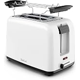 Tefal Vita Toaster 2 Slots, 7 Levels of Toast, White | Power 800W, Reheat muffins, Extra wide slots, Removable crumb tray, TT