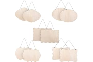 INHEMING 10pcs Panneau Vierge Inachevé,Panneau en Bois Non Fini,Panneaux en Bois à Suspendre,pour telles que des instructions de mariage, des décorations de café