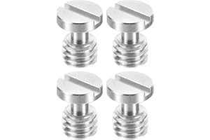 PATIKIL Gwint 3/8"-16 Długość 15,5 mm Śruba statywu do aparatu Szybkozłączka, 4 sztuki śrub płaskich ze stali nierdzewnej do akcesoriów DSLR Camera Rig, srebrny