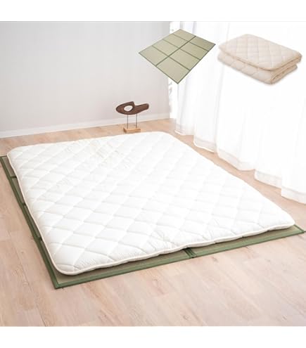 Set 2 Tatami E Futon Cotone - Misure 80x200cm E 140x200cm, Soluzione Letto Giapponese