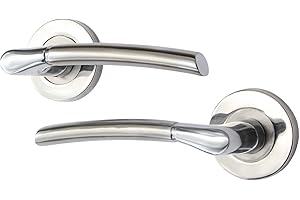 EAI Internal Door Handle Duo Finish | 1 Pair Satin Nickel and Polished Chrome Lever on Rose Round
