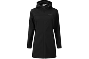TOG24 Keld Lightweight Long Womens Softshell Jacket, Windproof, Showerproof Zip Up Outdoor Jacket with Hood, Fleece Lined For Warmth, Ideal for hiking, walking and everyday use