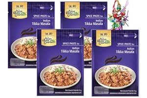 yoaxia ® - 4er Pack - [ 4x 50g ] ASIAN HOME GOURMET Würzpaste für Indisches Tikka Masala + ein kleines Glückspüppchen - Holzpüppchen