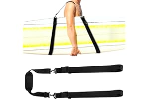 Frcctre Paddleboard Carry Strap, Adjustable Heavy-Duty SUP Carry Strap with Support Padded Shoulder Sling Nylon Carry Belt for Paddleboards, Surfboards, Longboards, Canoe and Kayaks, Black, One size