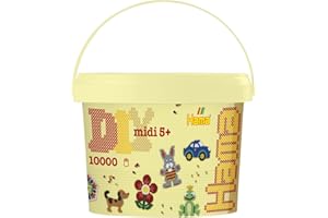 Hama Perły 180-67 koralików do prasowania w wiaderku nr 180 z ok. 10 000 kolorowymi perłami Midi do majsterkowania o średnicy 5 mm w jednolitych kolorach, wielokolorowe, kreatywna zabawa dla dużych i