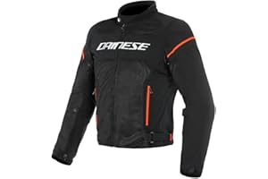 Dainese Air Frame D1 Tex Jacket, Giacca Moto Estiva, Nero/Bianco/Rosso Fluo, 52