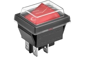 Heschen interruttore a bilancino ON-OFF DPST 4 morsetti rossi 16A 250VAC con copertura impermeabile