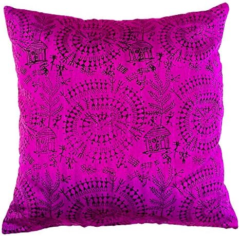 The Indian Promenade TIP Bright Purple with Warli Print Cushion Cover