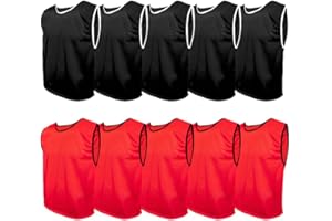 SPORTSBIBS Fußball Leibchen Set 10 Stück: 2 Farben - 5 von jeder Farbe, für Kinder und Erwachsene, Markierungshemd-Trainingsleibchen ohne Logo, Team-Spiel Bibs für Herren Damen Senioren Junioren