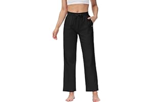 Butrends Damen Jogginghose Baumwolle mit offenem Boden Yoga Sporthose Hohe Taile Trainingshose Lounge Lang Laufhosen mit Taschen