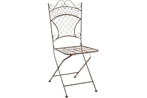 CLP Eisen-Klappstuhl ADELAR im nostalgischen Design I Klappbarer Gartenstuhl mit edlen Verzierungen I erhältlich, Farbe:antik braun