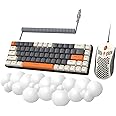 YINDIAO T8 Wired Keyboard&Mouse Combos & Cloud-Soft Comfort Wrist Rest,60% RGB Gaming Mechanical Keyboard,TKL Compact Layout,Brown Switch,Honeycomb RGB Gaming Mouse,Coiled USB-C Cable,for PC MAC PS4