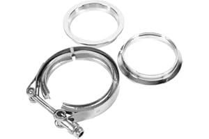 Qiilu QL00742 Morsetto a V in acciaio inossidabile 3 "pollici con 2 kit flangia Turbo tubo di scarico