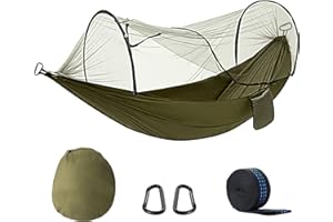 Kinsinder Camping Hammock Single Double Mosquito Net, Ultra-Light Travel Hammock 200kg Load Capacity and Breathable Outdoor Hammock for Camping Hiking Backpacking Outdoor (Army Green)