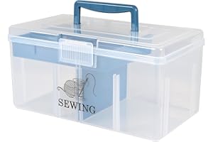 Gzsekken Sewing Box Organiser - 2 Layer With Removable Tray and Divider, Portable Kit, Thread Organiser, Multi-Use for Accessories, Stationery, Art & Crafts