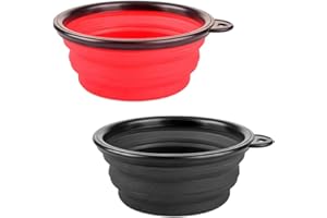 BAIJ Gamelle Chien Pliable,2 PCS Portable Bol de Voyage pour Chiens Bol à Eau en Silicone Gamelles pour Chiot Animal de Compagnie Chat Voyage en Plein Air Randonnée Camping Grand 350ml