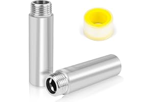 CONJURAIDE 2 Stück Hahnverlängerung 1/2 Zoll, 80mm Edelstahl Verlängerung Fitting 1/2" IG x 1/2" AG Verlängerung Wasser Gewindefitting mit Dichtband für Wasseranschluss Eckventile Duschköpfe