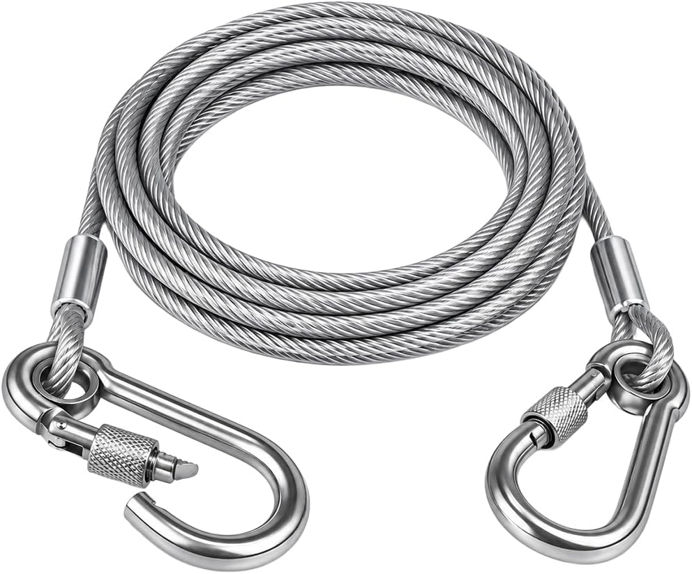 PVC Kaplamalı Çelik Köpek Bağlama Halatı 5 Metre | Çelik Malzeme, PVC Kaplama, Köpekler için, 5 m Uzunluk