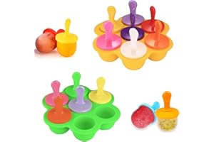 ESTEOPT Eisformen Silikon, 2 Stück Eis am Stiel Silikon, Mini Eisformen, Eisförmchen Popsicle Formen (Gelb Grün)