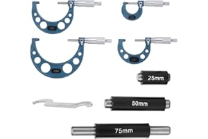 GAEIRT 4Pcs Außenmikrometer-Set mikrometer 0-100 Mm Metrischer Mikrometer 0,01 Mm Hohe Präzision mit Aufbewahrungsbox, zur Präzisionsmessung von Länge, Durchmesser und Bügelmessschrauben