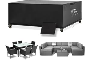 Astis Funda para Muebles de Jardín, Funda Protectora Muebles de Jardín, Tela Oxford 420D, Anti Viento, Anti UV Funda Protectora Mesa Exterior con Salidas de Aire Mesa Exterior (213*132*74cm)