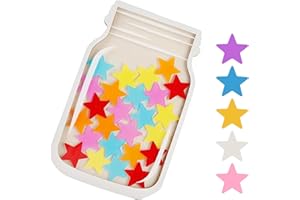 EXQUIMA Reward Jar, Stars Personalized Positive Incentive Behavior Reward Jar with Wooden Holder Star Jar Potty Training Reward Chart for Kids, Home Classroom Reward Chart Ornaments