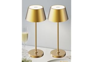 CHENFEC 2 Pièces Lampe de Table Sans Fil Rechargeable Led, Tout Métal Lampe Sans Fil Rechargeable 5000mAh, 3 Températures de Couleur, Contrôle Tactile pour Chevet, Interieur, Exterieur