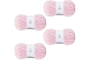 Pretty Jolly Lot de 4 pelotes de fil en fausse fourrure super doux et moelleux pour crochet, tricot, fil polyester (First Blush)