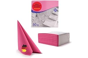 50 Aroba Airlaid Servietten Stoffähnlich 19 FARBEN 40x40 cm 1/4 Falz Hochwertige Hochzeitsservietten, Stoffoptik, für Geburtstag Hotel Catering Feiern Weihnachten Hochzeit Rosa Fuchsia