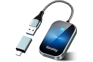 Wyxron Adapter CarPlay z USB C/A i 5,8 GHz WiFi, umożliwiający konwersję fabrycznego przewodowego CarPlay na bezprzewodowy, funkcja Plug & Play, do samochodów od 2015 roku oraz iPhone z iOS 10+