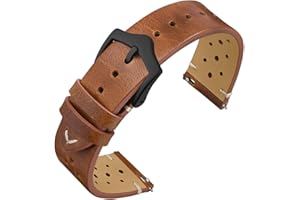 ANNEFIT Bracelets de Montre en Cuir Rétro à Dégagement Rapide, Bracelet de Remplacement 18mm 19mm 20mm 22mm