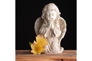 DSZAPACI Engel Deko Figur Grabschmuck Engel für Grab Wetterfest Grabengel frostsicher Friedhof Deko Grabdekoration Engel Figur Garten Angel Skulptur Trauer Grabengel für draußen Trauerengel Dekofigur fürs Grab