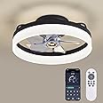 IZOWE Ceiling Fans with Lights 40CM Low Profile Ceiling Fan LED Modern Reversible Ceiling Fans with Lights and Remote 6 Speeds 3 Color Fan Light Quiet Dimmable Smart Ceiling Fans with Lamps Bedroom