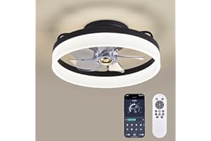 IZOWE Ventilador de Techo con Luz 40CM Sutileza Pequeña Ventilador Techo LED Reversible Moderno Lampara Ventilador Techo 6 Velocidades 3 Colores Ventilador de Techo Regulable Smart Dormitorio
