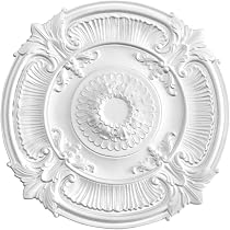 HEXIM Stuckrosette B3009 – Weiße Deckenrosette Aus PU, 66cm, Perfekt Für Decken, Wände Und Lampen