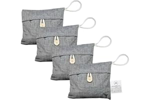 Palmzen Bamboo Charcoal Lavender Large Air Purifying Bags, 4×170g Odor Absorber and Moisture Eliminator Packs For Home, Car, Bathroom and Pets
