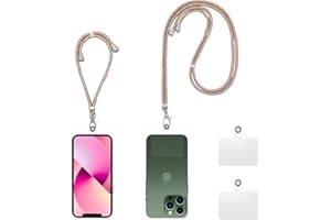 Olliwon Uniwersalny Smycz do Telefonu Pasek na Szyję i Nadgarstek, z Uniwersalnymi Naszywkami, Regulowany Pasek i Odłączany Smycz na Klucze, Kompatybilny z Większością Etui na Smartfony
