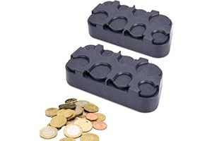 SENKEN Contenitore per monete, 2 pezzi, per monete, per auto, taxi, 8 scomparti da 2 euro a 1 centesimo (nero)