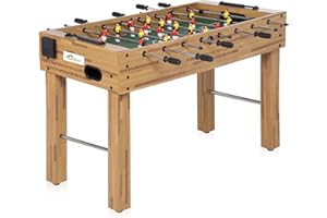 SAMAX Mesa de Fútbol Futbolín Hecho de Madera Incluso 2 Portavasos 4 Bolas Recubrimiento de Goma Antideslizante Pateador Fútbolista Deporte Patada de Mesa