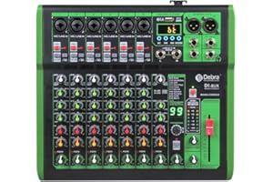 D Debra DI-8UX-Serie Professioneller Mixer Audio mit 99 DSP Digitaleffekten USB MP3 Eingang 48V Professionelle Phantomspeisung Mikrofon-Preamps für DJ Mixer Konsole Aufnahmestudio (DI-8UX)