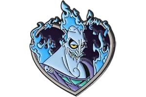 TATA GISÈLE Pinos Hades (Hércul), Dibujos Animados, Accesorio Pin de solapa de correo electrónico - Accesorios para ropa Bolsas - Diseño Corazón y Llamas Azul Infierno, 4 X 4.3 Centimètres, Esmalte