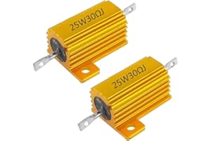 Mdurian 2 X Résistances 25W 30 Ohm 5% Aluminium Boîtier Résistances de Charge Châssis Monté Logement Plaque d'or Fil Enroulé