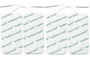 HEALTHCARE WORLD Électrodes Tens 10x5 cm Électrodes auto-adhésives (4 pièces) précâblées compatibles avec les machines Tenscare, Elle, Auvon, Neurotrac tens