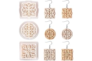 Myhiju 3Stück Polymer Clay Cutters,Vintage Polymer Clay Ohrringe Formen Harz Tonohrringschneider,Retro Geometrisch Blume Clay Ohrring Ausstecher Ton Ausstechformen für Polymer Clay Zubehör Schmuck Set