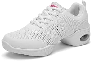 SSRSH Femme de Danse Gros Talon Semelle Souple Mesh Respirant Chaussure de Sport Walking Fitness Gym Danse Hip Hop Jazz Casual Basket Mode Grande Taille 34-42